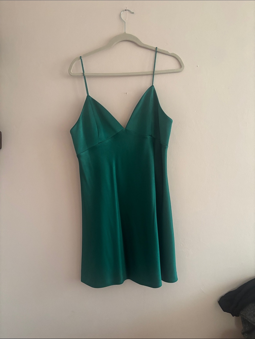 Alice + Olivia Emerald Green Satin Slip Dress